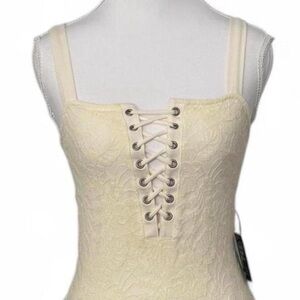 Cream Lace-Up Lace Dress Top